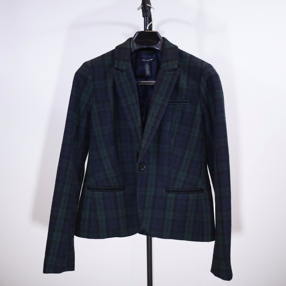 Lucky Brand Wool Tartan Plaid Blazer Wool Medium