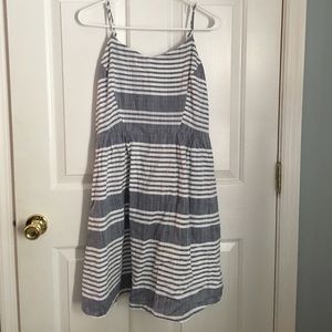 Blue and white striped dress