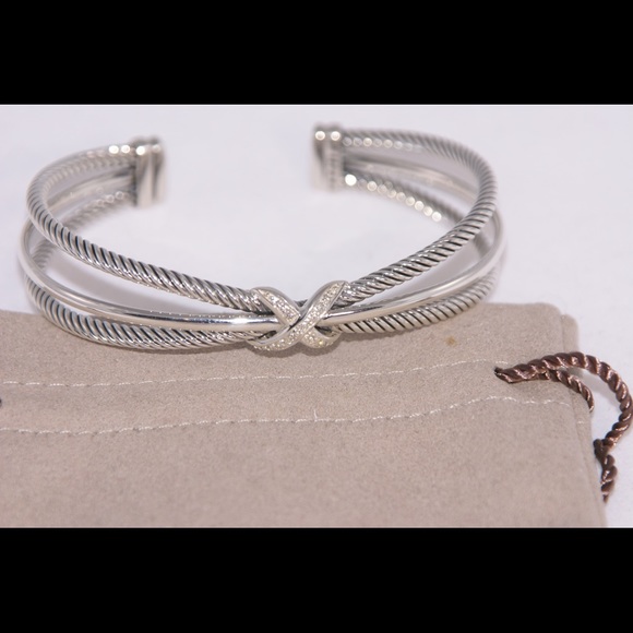 David Yurman Jewelry - David Yurman Sterling and Pave Diamond 7mm Cuff