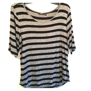 Gray and black striped tee
