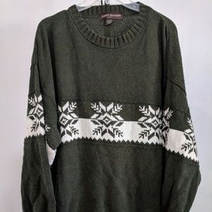 Mens Green Snowflake Sweater Oversized XL