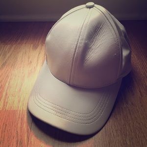 White leather baseball cap