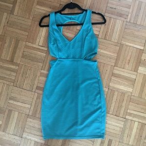 Teal cutout body con going out dress