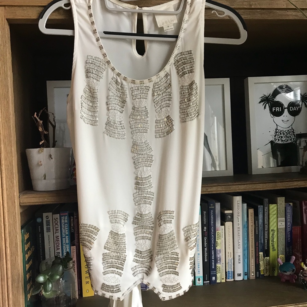 Beaded Blouse w/ Tie Back