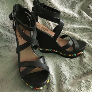 Unlisted by Kenneth Cole Black Wedge Sandal