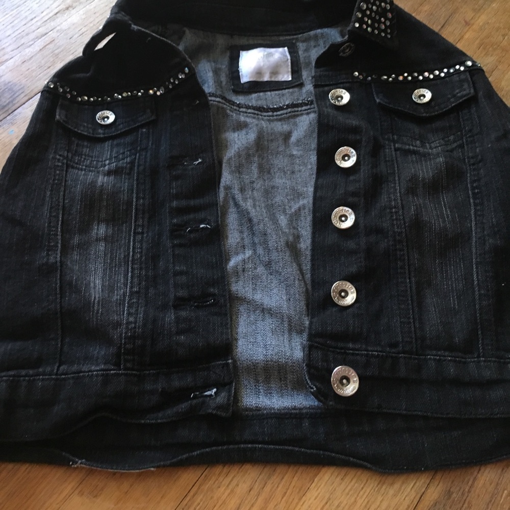 Jeweled Denim cropped vest