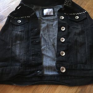 Jeweled Denim cropped vest