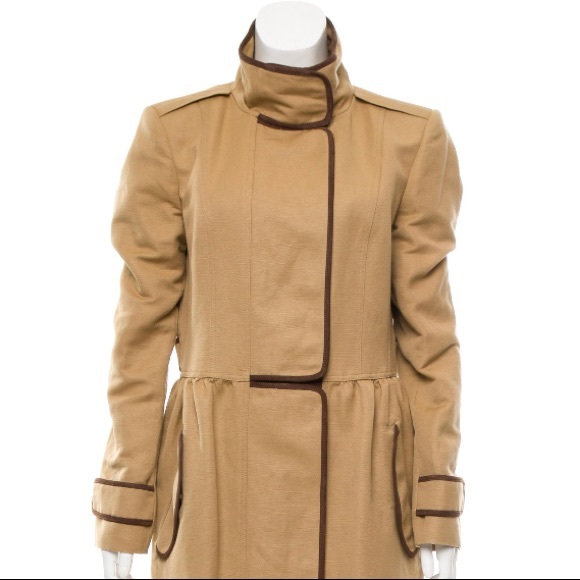 ❌SOLD❌ NWT Burberry Leather-Trimmed Coat - Picture 2 of 6