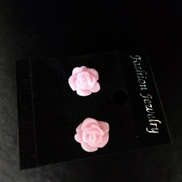 *** Pink rose fashion earrings - Picture 3 of 5