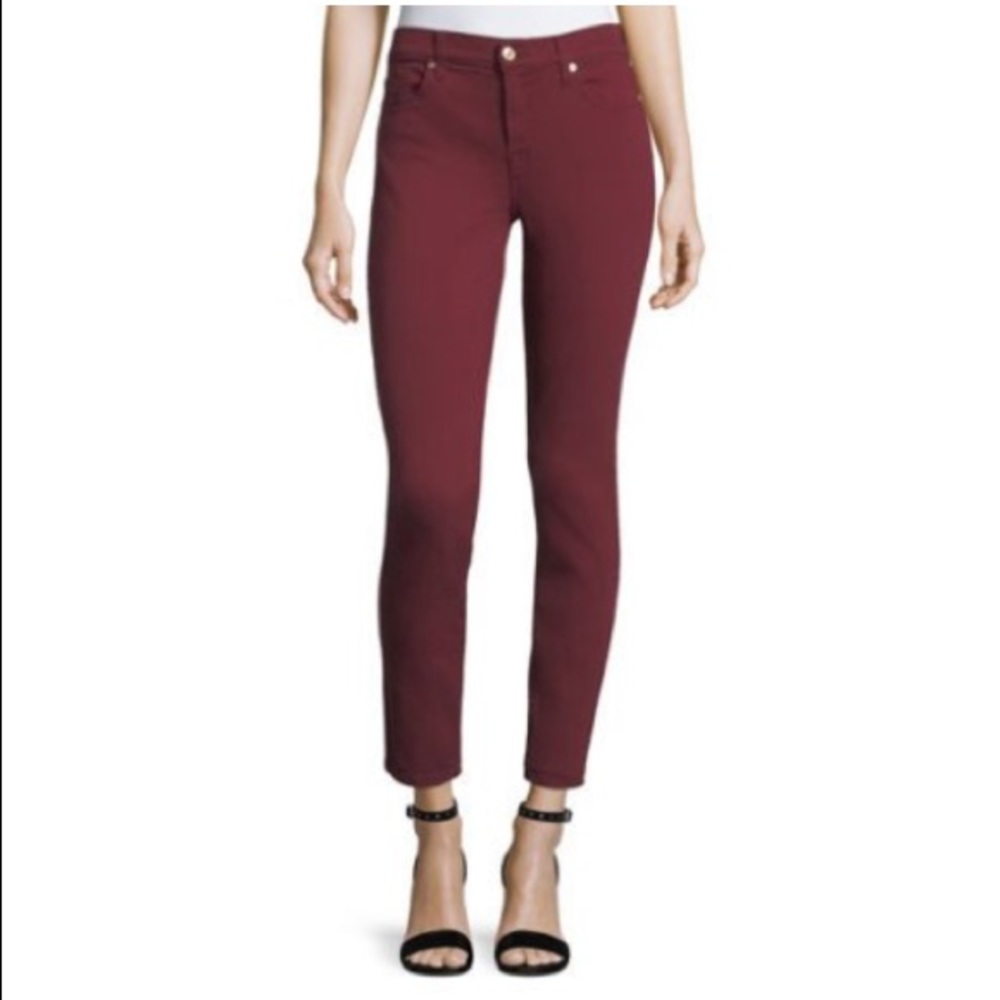 7 for all mankind maroon skinny jeans.