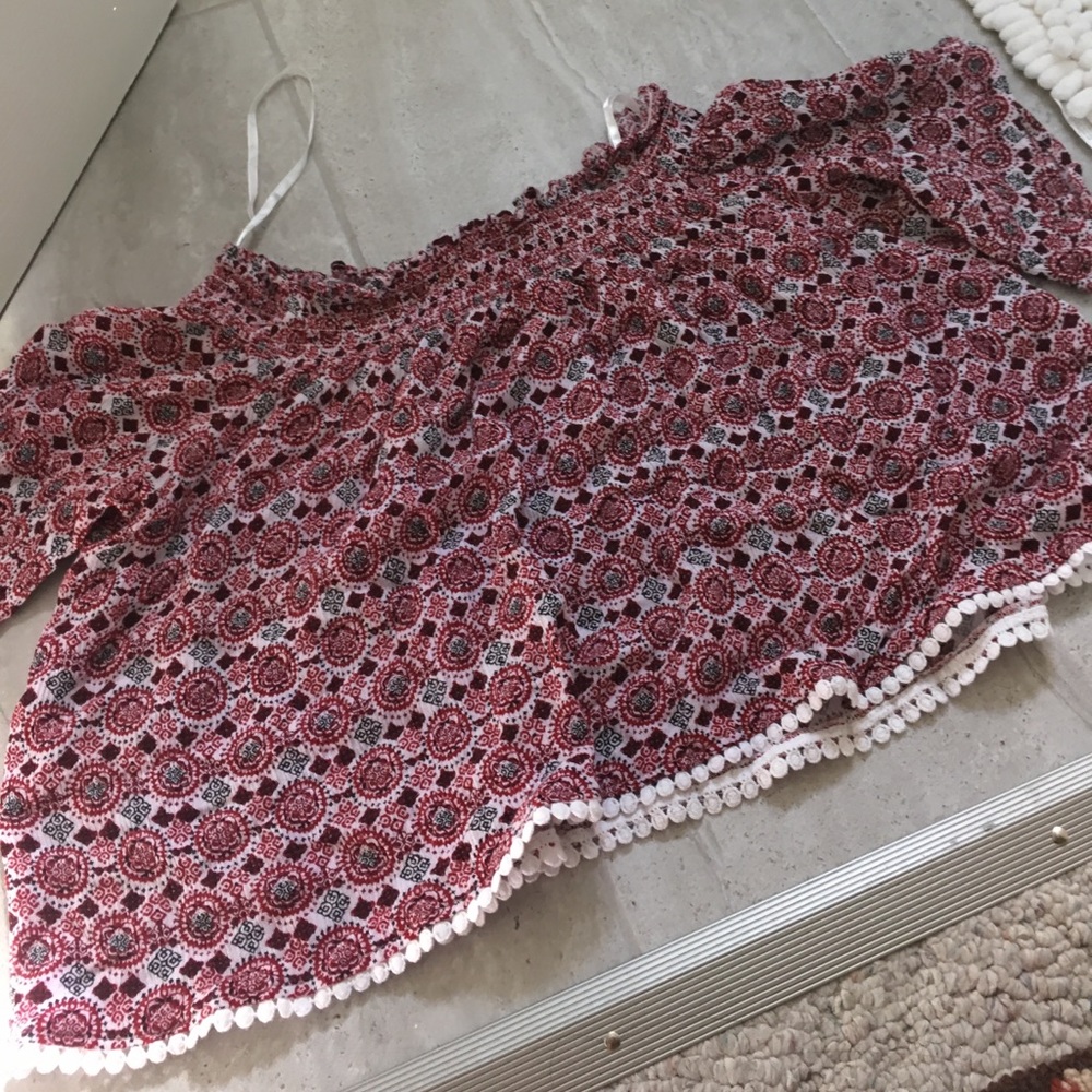 Patterned off the shoulder blouse