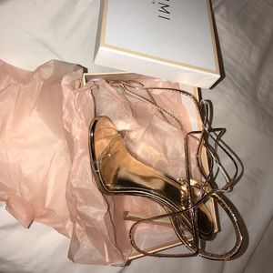Simmi leg wrap heels (rose gold)