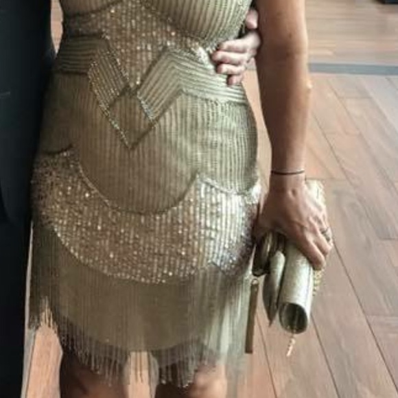 Adrianna papell champagne beaded cocktail dress - Picture 3 of 3