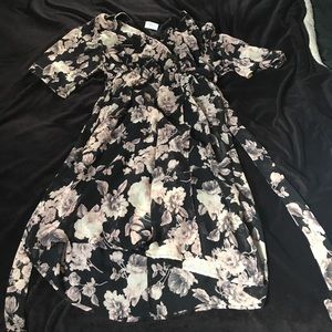 Faux-Wrap Floral Dress