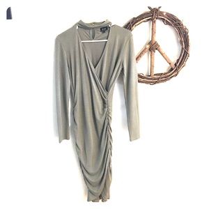 Medium olive green bodycon dress.