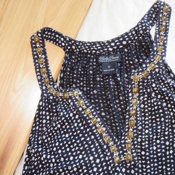 SOLD Lucky Brand Navy Embellished Neckline Dress - Picture 4 of 4