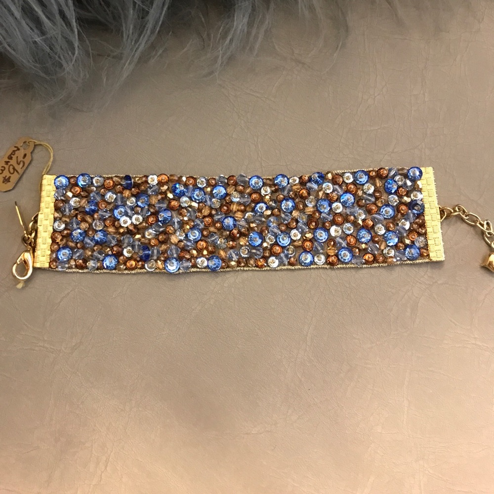 Blue multi bracelet made with Swarovski crystals
