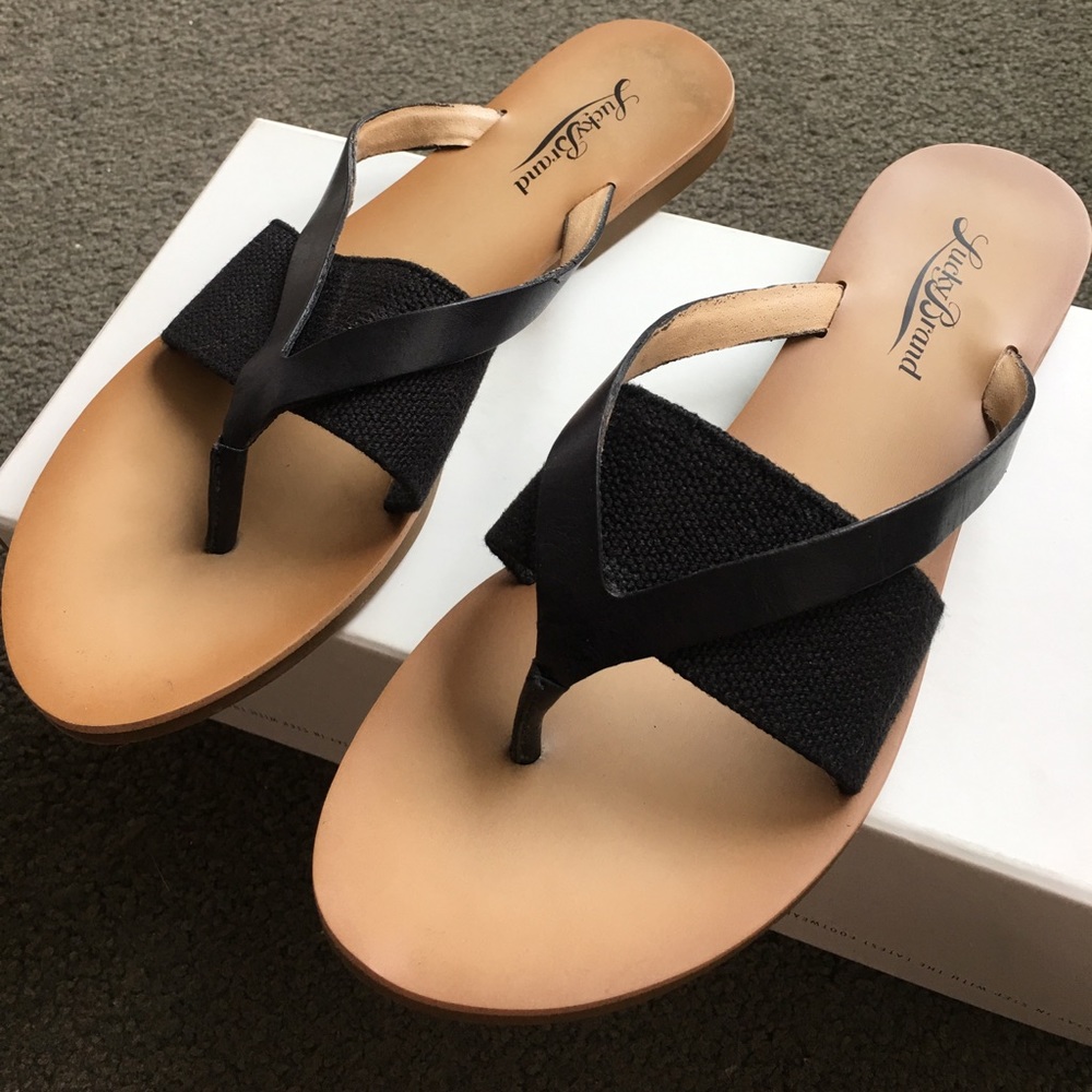 Lucky Brand Flip Flops worn 1 X on hardwood floor