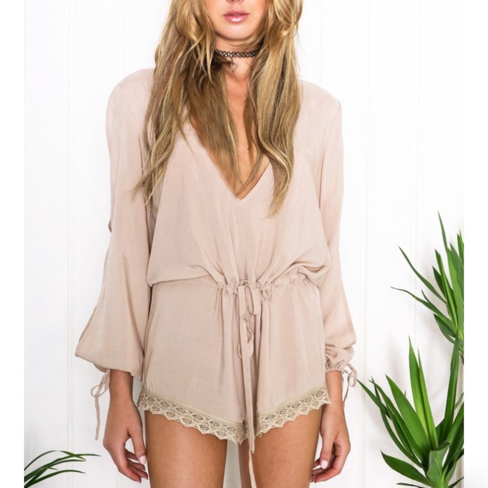 Haute and Rebellious Tan Romper MEDIUM