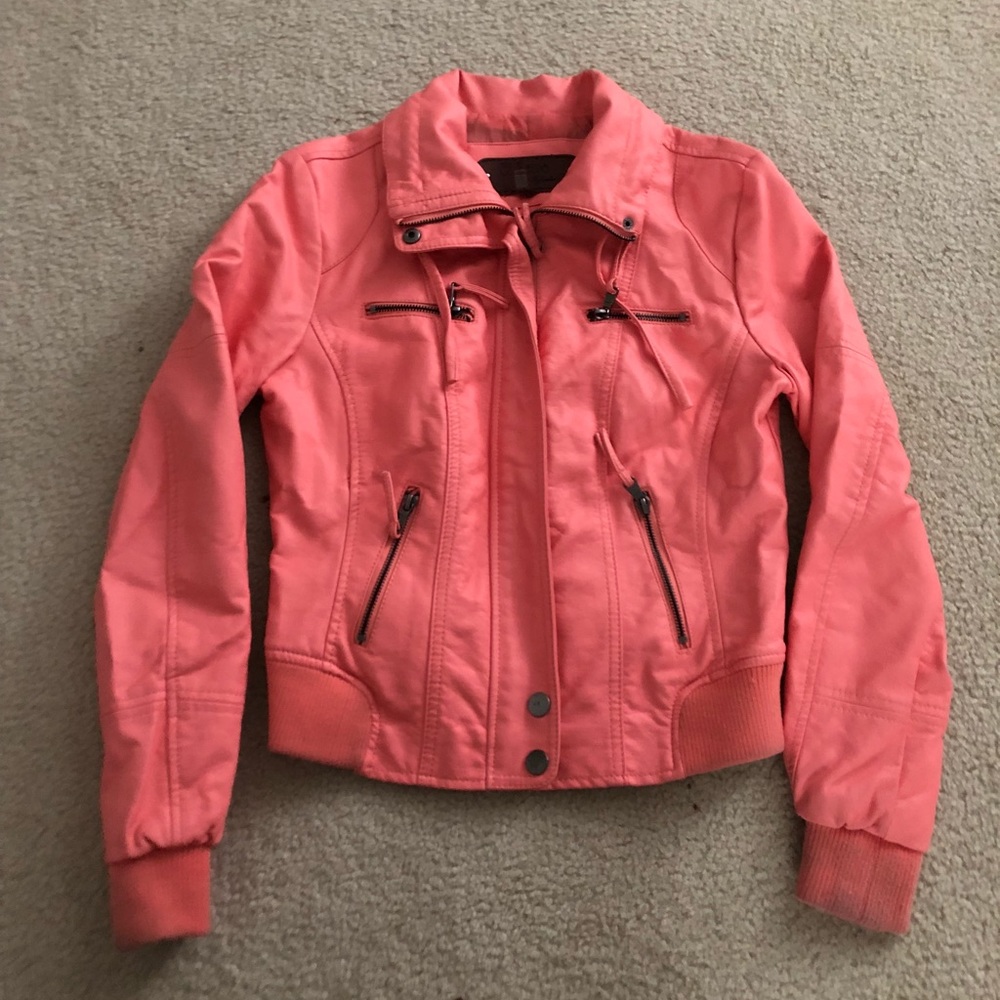 Coral Learher Jacket