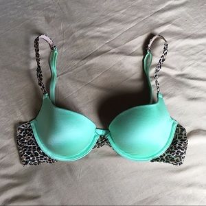PINK Mint Green Bra with Animal Print