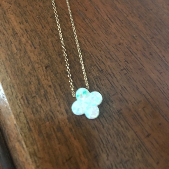 16 in delicate plated necklace with abalone clover - Picture 2 of 4