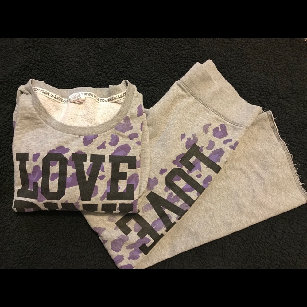 VS PINK matching set pants and pullover cheetah