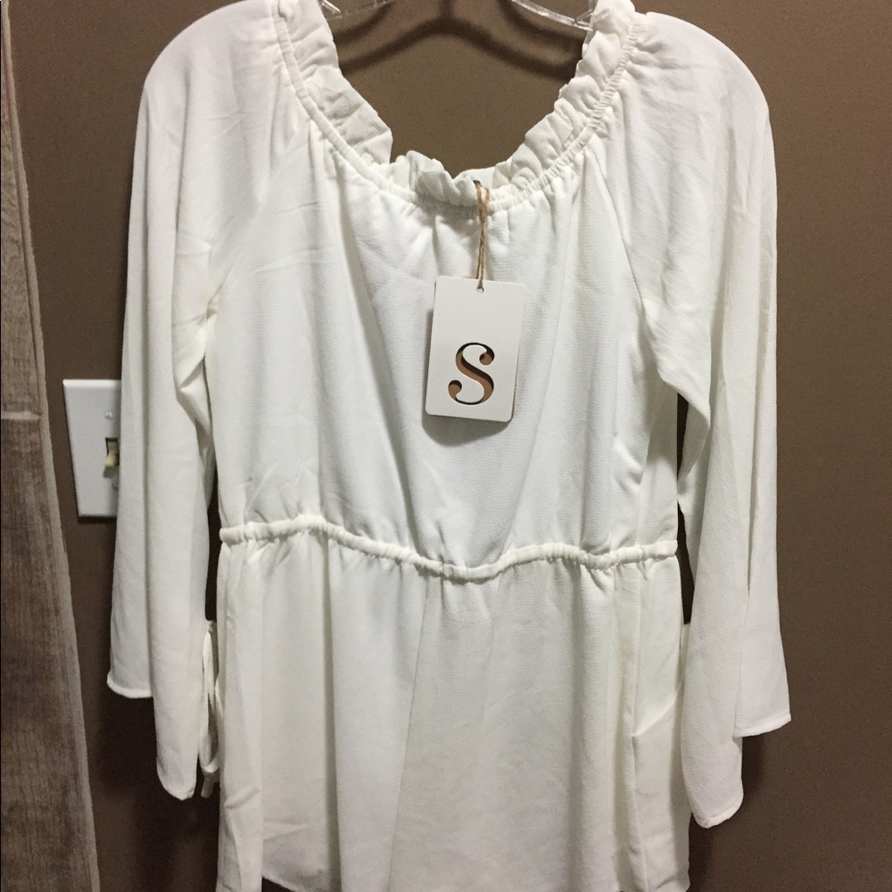 White Long Sleeve Romper Sz SMALL - Picture 3 of 3