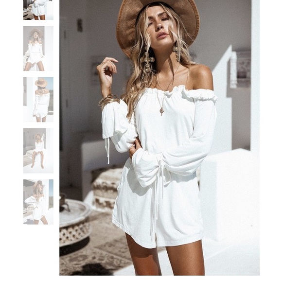 Sabo Skirt Pants - White Long Sleeve Romper Sz SMALL