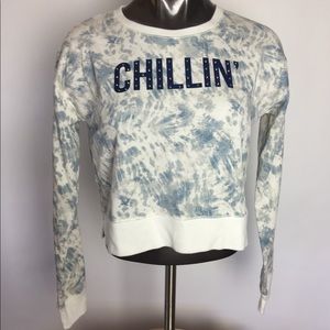 Tokyo Darling "Chillin" Blue Crop Top Sweater