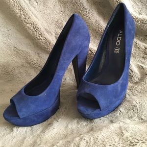 Aldo Blue Suede Aldo Peep Toe Shoes