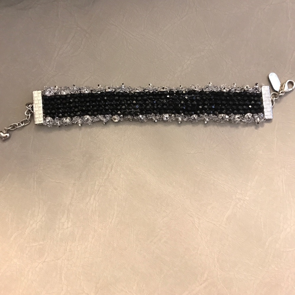 Black silver bracelet made with Swarovski crystals