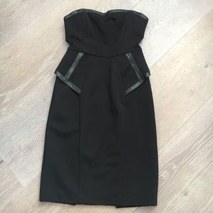 ABS peplum cocktail dress with leather trim