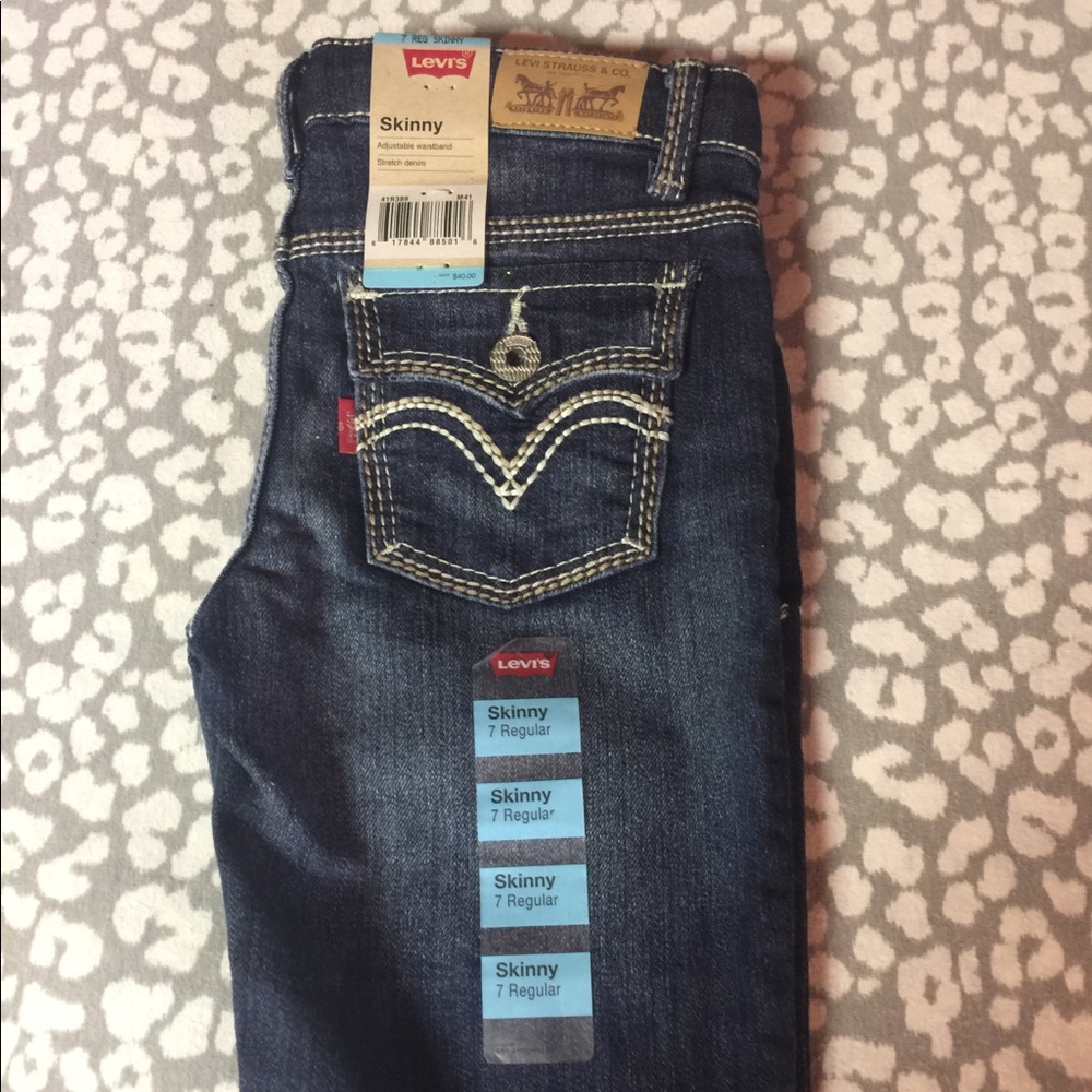 Levi’s girls skinny jeans, dark wash, stretchy