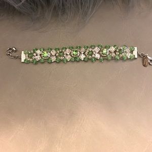 Thin green bracelet made with Swarovski crystals