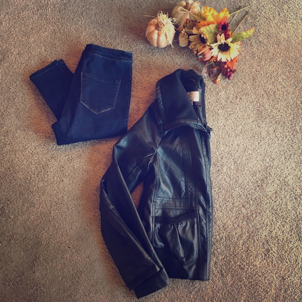 Xhiliration Black Faux Leather Jacket