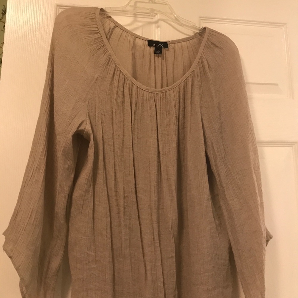 Beige top with tie hem