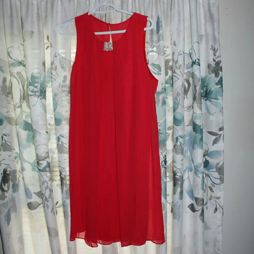 DRESS BARN Embellished CORAL Chiffon Dress