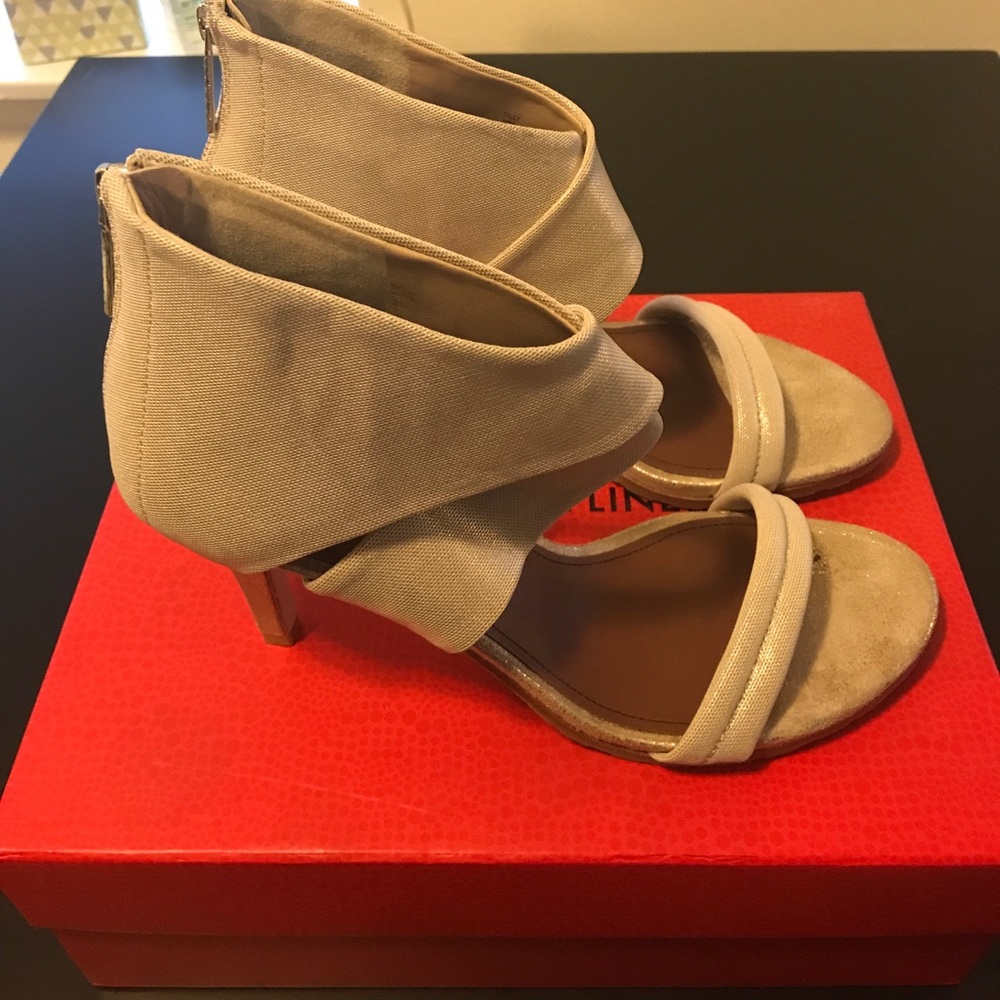 Great gold ankle wrap heels!
