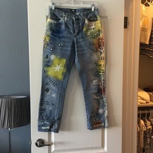 D & G Dolce & Gabbana denim jeans w/graffiti paint