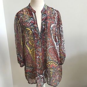 Joie sheer vibrant print blouse size medium Joie sheer vibrant print blouse size medium