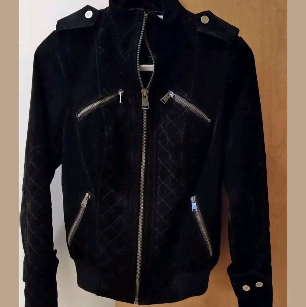 Rachel Zoe Quilted Leather Suede Jacket XS