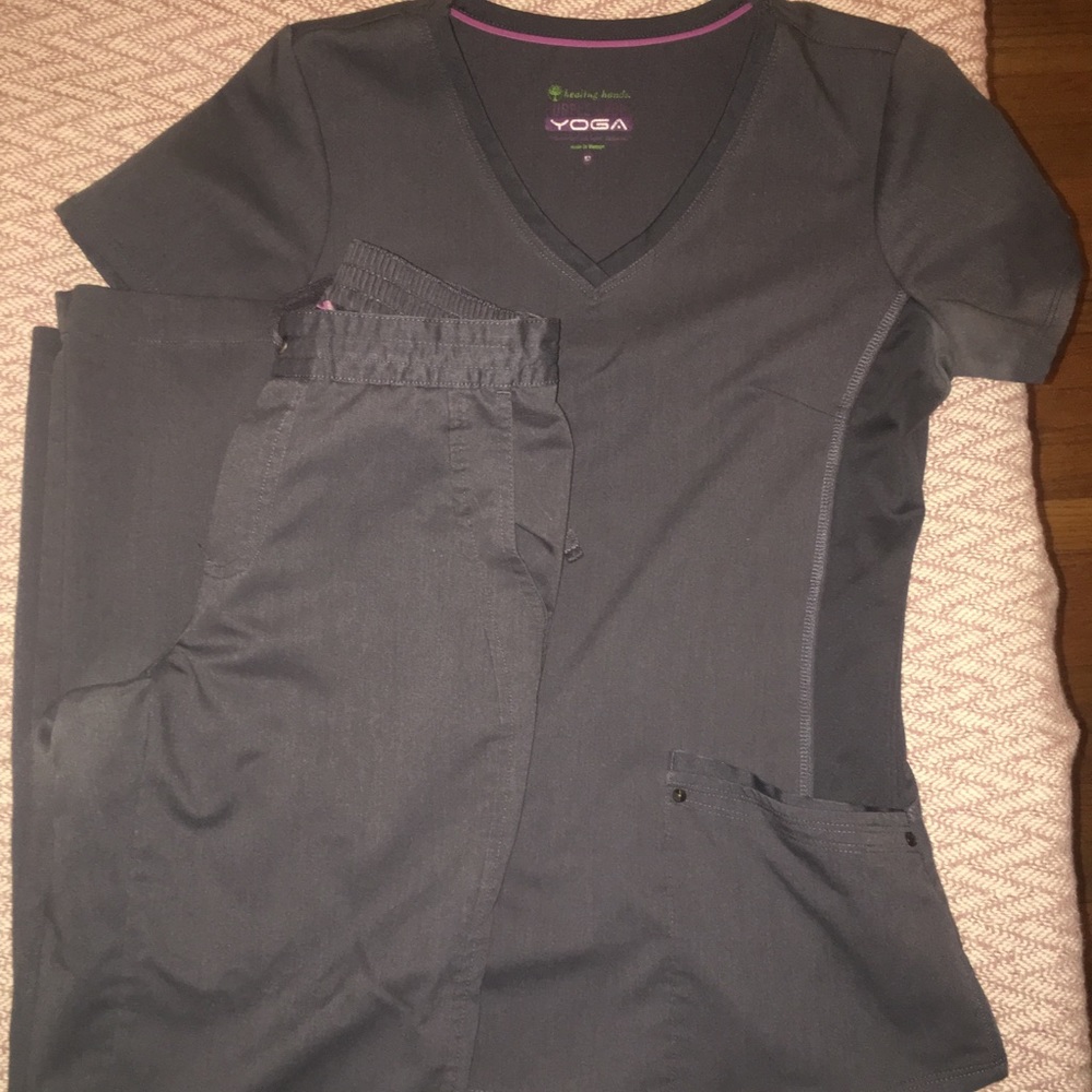 Healing Hands (purple label) yoga Scrubs- Gray XS