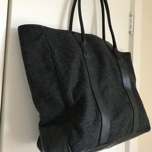 J. Crew Wool Tote with Vegan Leather Accents