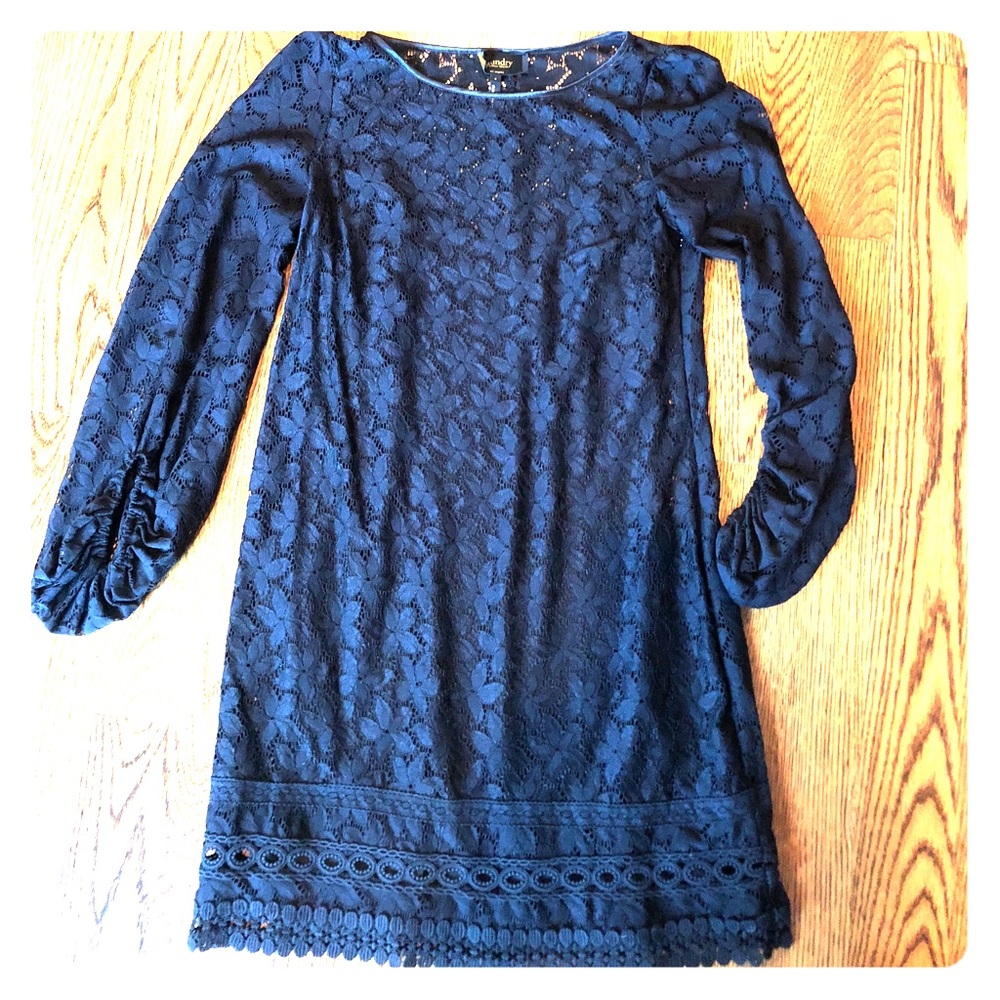 Flower print, 2-layer black dress