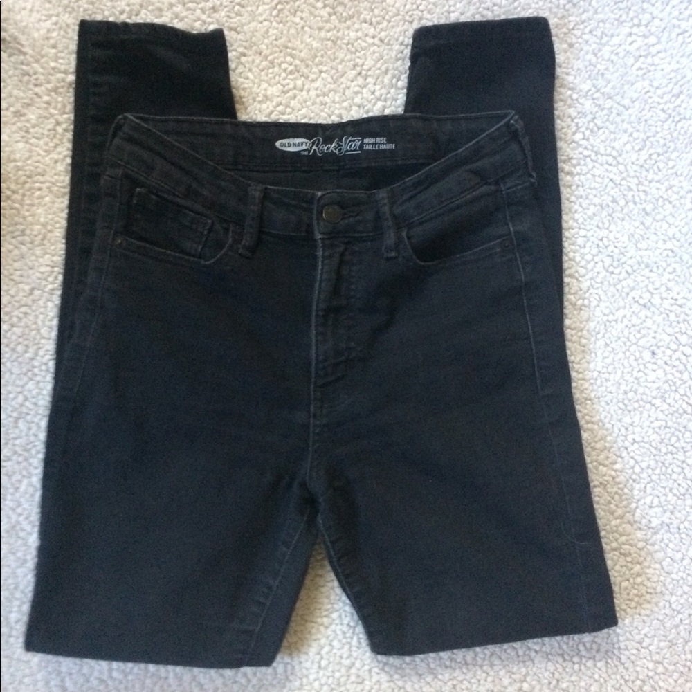 Black High Rise Rockstar Skinny Jeans