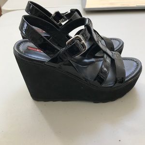Prada black sandals/wedges