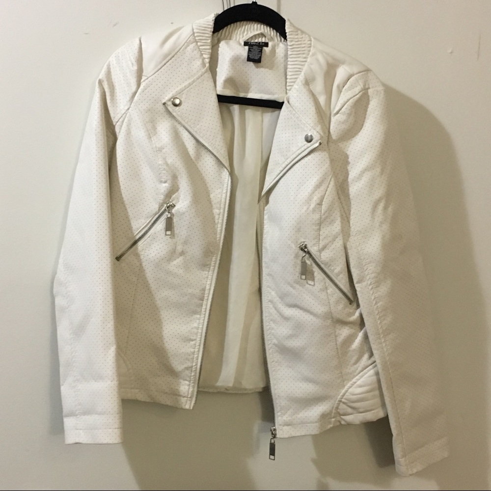 Rue 21 Faux Leather Off White Jacket