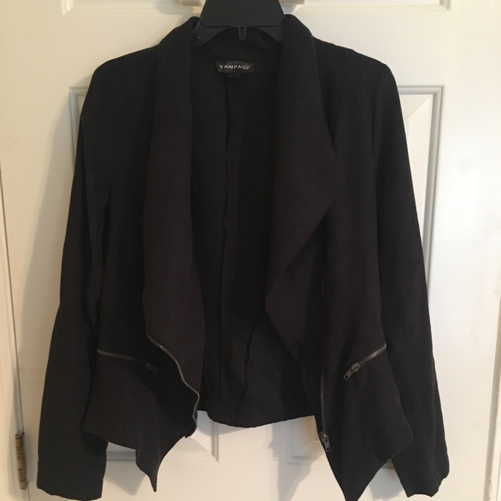 Great suede-like asymmetrical jacket. Size L