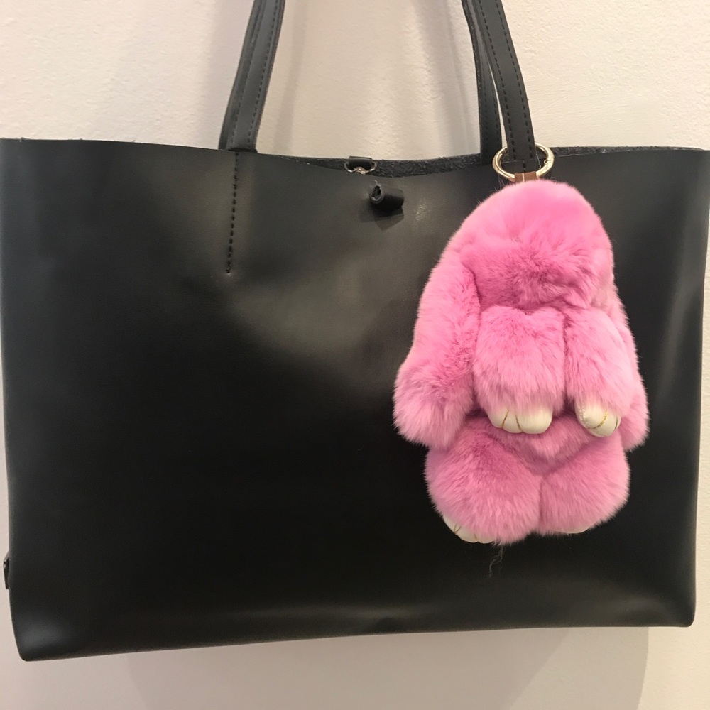 Fur bunny keychain/bag charm.Real fur purse charm.